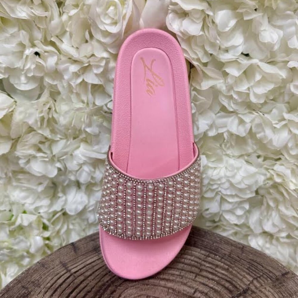 Pink Sandal with Pearl Detailing